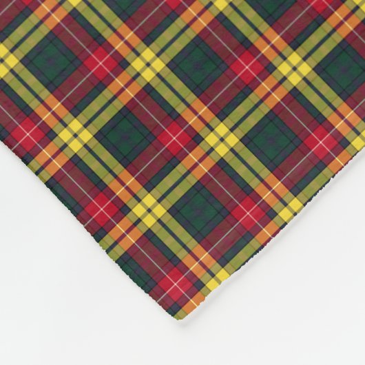 Rood, Geel en Groen Buchanan Clan Tartan Fleece Deken (Hoek)