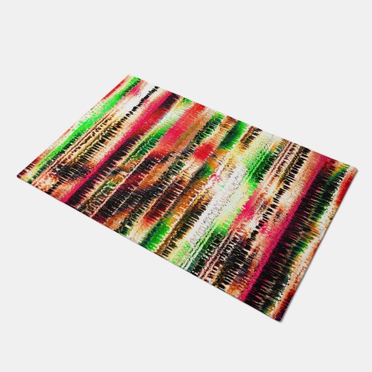 Rood geel en groen gestreept gesneden papier deurmat (Schuin)