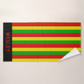 Rood Geel en Groen Rasta Gestreept Badhanddoek (Badhanddoek)
