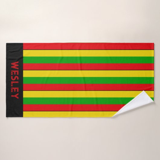 Rood Geel en Groen Rasta Gestreept Badhanddoek (Badhanddoek)