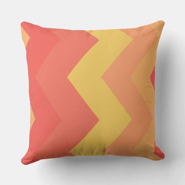 Rood, Geel en Oranje chevron Patroon Kussen (Achterkant)