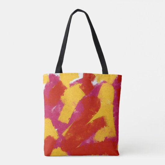 Rood, geel en roze tote bag (Achterkant)