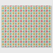 Rood, Geel en Teal Bloemendesign Cadeaupapier (Vlak)