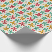 Rood, Geel en Teal Bloemendesign Cadeaupapier (Hoek)