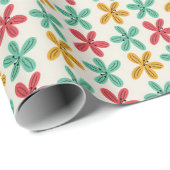 Rood, Geel en Teal Bloemendesign Cadeaupapier (Rol Hoek)