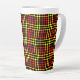 Rood Geel Geruit Geruit Naadloos Patroon Latte Mok