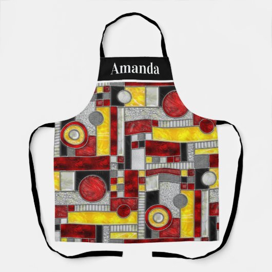 Rood geel Glas in lood Schort (Voorkant)