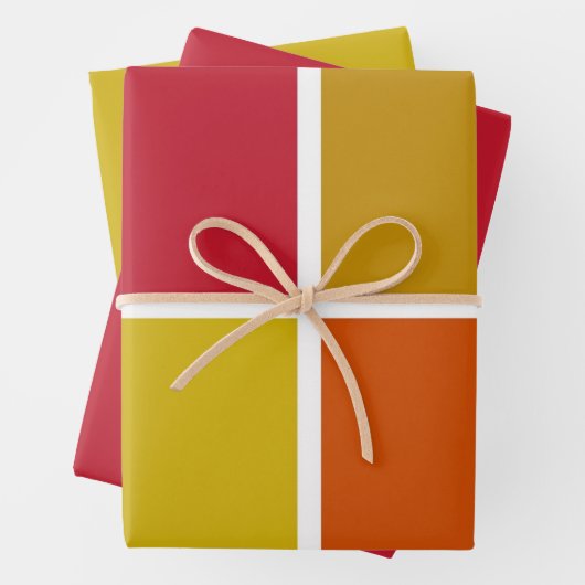 Rood, Geel, Goud en Oranje Vierkantjes Inpakpapier Vel (In situ)