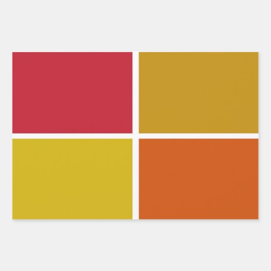 Rood, Geel, Goud en Oranje Vierkantjes Inpakpapier Vel (Voorkant)
