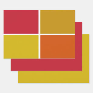 Rood, Geel, Goud en Oranje Vierkantjes Inpakpapier Vel