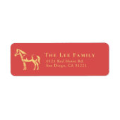 Rood Geel/Goud Paard Retouradres Etiket (Voorkant)