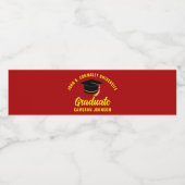 Rood Geel Graduation Party Gepersonaliseerd Waterfles Etiket (Enkel label)