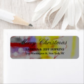 Rood Geel Grijs Vrolijk Kerstmis Bericht Familie Etiket (Insitu)