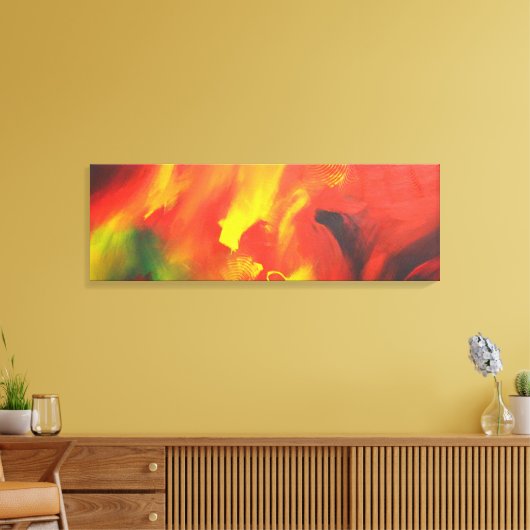 Rood Geel Groen Abstract Expressionisme Schilderen Canvas Afdruk (Insitu (Woonkamer))