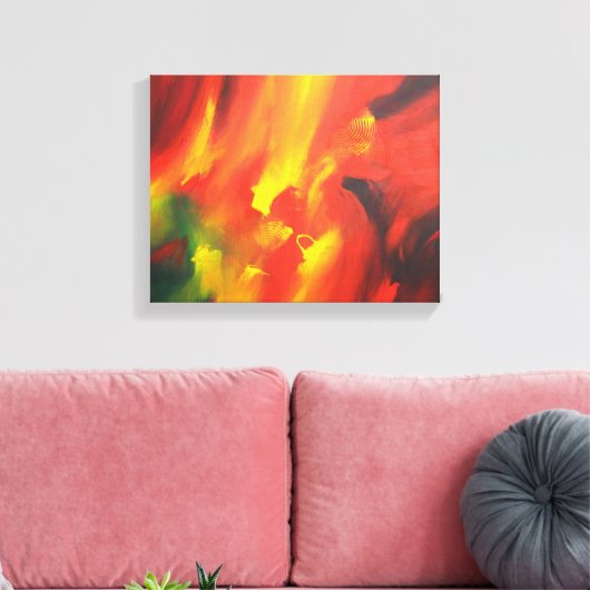 Rood Geel Groen Abstract Expressionisme Schilderen Canvas Afdruk (Insitu (Woonkamer))