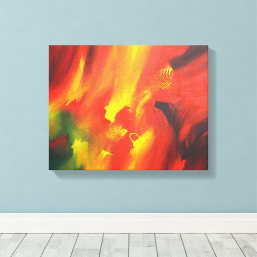 Rood Geel Groen Abstract Expressionisme Schilderen Canvas Afdruk (Insitu (Houten vloer))
