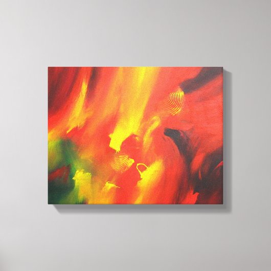 Rood Geel Groen Abstract Expressionisme Schilderen Canvas Afdruk (Voorkant)