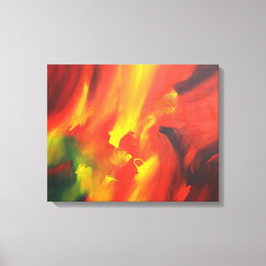Rood Geel Groen Abstract Expressionisme Schilderen Canvas Afdruk (Voorkant)