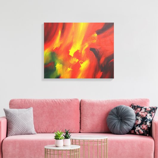 Rood Geel Groen Abstract Expressionisme Schilderen Canvas Afdruk (Insitu (Woonkamer))