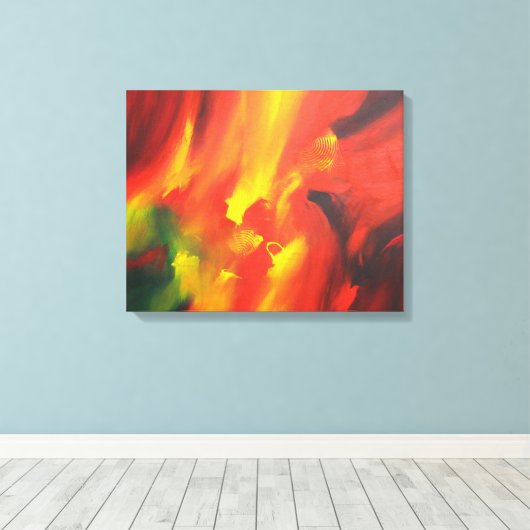 Rood Geel Groen Abstract Expressionisme Schilderen Canvas Afdruk (Insitu (Houten vloer))