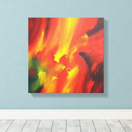 Rood Geel Groen Abstract Schilderen Canvas Afdruk (Insitu (Houten vloer))