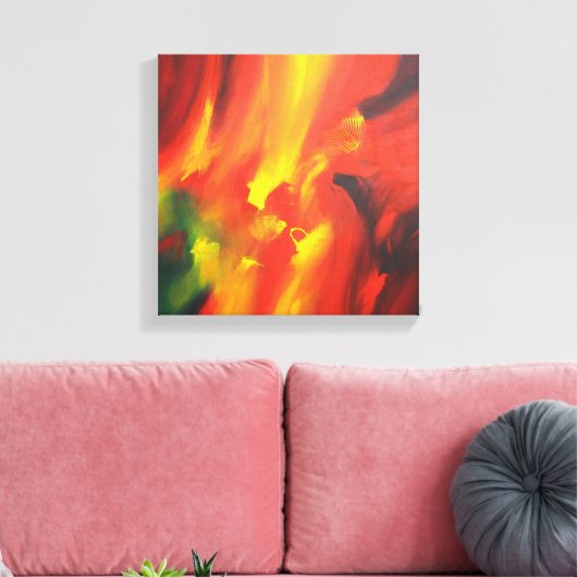 Rood Geel Groen Abstract Schilderen Canvas Afdruk (Insitu (Woonkamer))