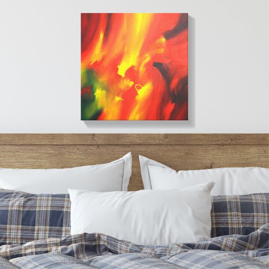 Rood Geel Groen Abstract Schilderen Canvas Afdruk (Insitu (Slaapkamer))