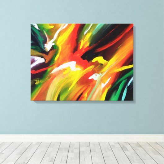 Rood Geel Groen Blauw Abstract expressionisme Canvas Afdruk (Insitu (Houten vloer))