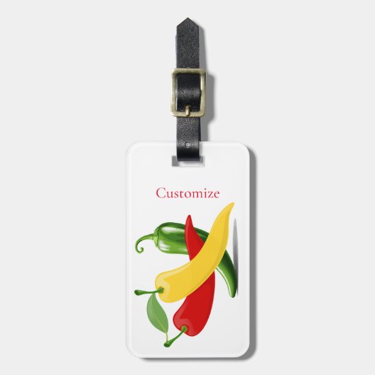 Rood Geel Groen Chili Peppers Thunder_Cove Bagagelabel (Voorkant verticaal)