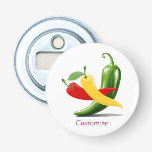 Rood Geel Groen Chili Peppers Thunder_Cove Button Flesopener