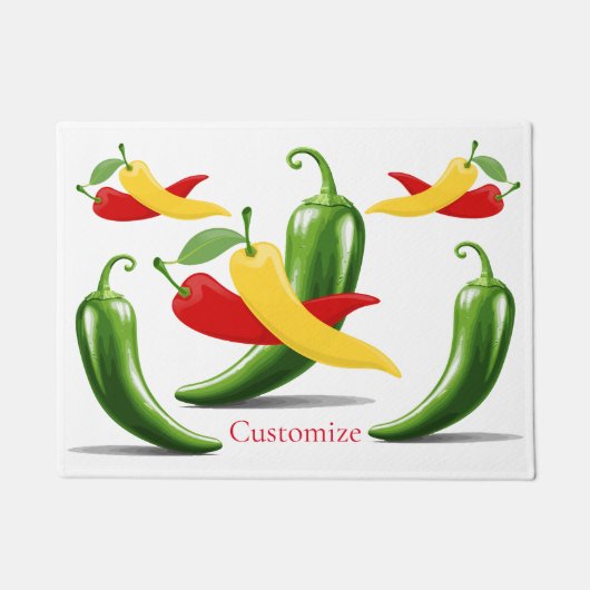 Rood Geel Groen Chili Peppers Thunder_Cove Deurmat (Voorkant)