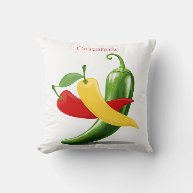 Rood Geel Groen Chili Peppers Thunder_Cove Kussen (Voorkant)