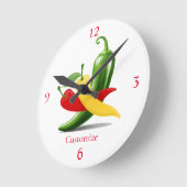 Rood Geel Groen Chili Peppers Thunder_Cove Ronde Klok (Hoek)