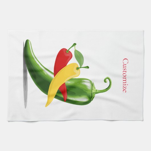 Rood Geel Groen Chili Peppers Thunder_Cove Theedoek (Horizontaal)