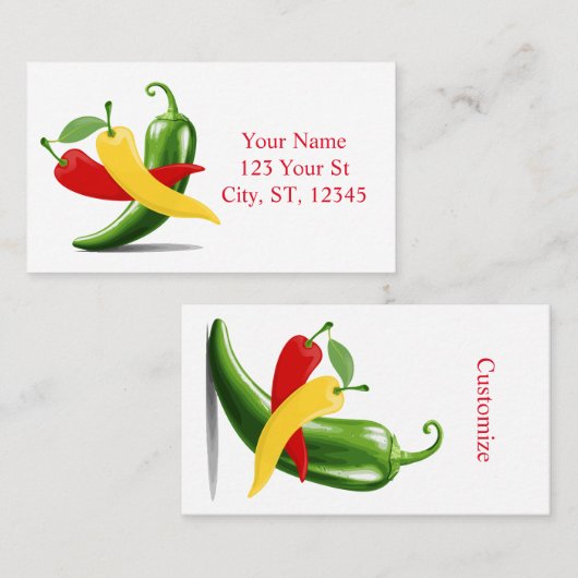 Rood Geel Groen Chili Peppers Thunder_Cove Visitekaartje (Voorkant / Achterkant)