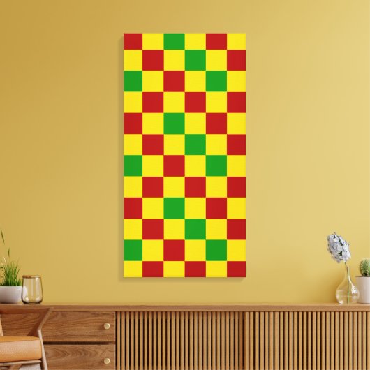 Rood Geel Groen Geruit Patroonontwerp Canvas Afdruk (Insitu (Woonkamer))