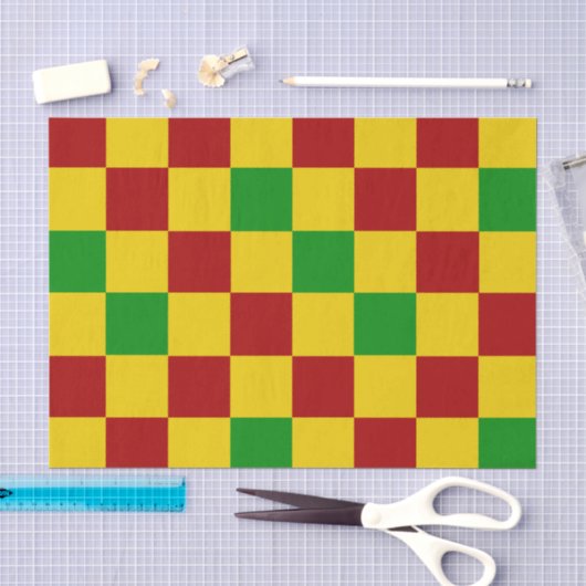 Rood Geel Groen Geruit Patroonontwerp Tissuepapier (Craft)