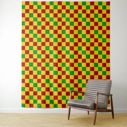 Rood Geel Groen Geruit Patroonontwerp Wandkleed (In situ)