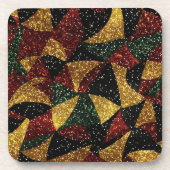 Rood Geel Groen Golven van Feestelijke Glitter Bier Onderzetter (Voorkant)