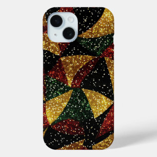 Rood Geel Groen Golven van Feestelijke Glitter iPhone 15 Case