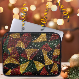 Rood Geel Groen Golven van Feestelijke Glitter Laptop Sleeve