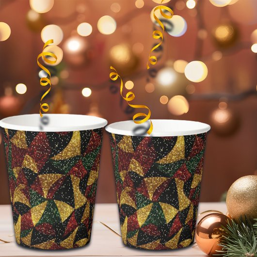 Rood Geel Groen Golven van Feestelijke Glitter Papieren Bekers
