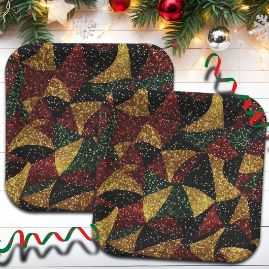 Rood Geel Groen Golven van Feestelijke Glitter Papieren Bordje