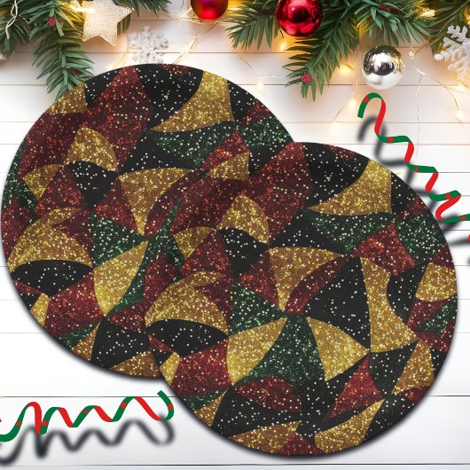 Rood Geel Groen Golven van Feestelijke Glitter Papieren Bordje