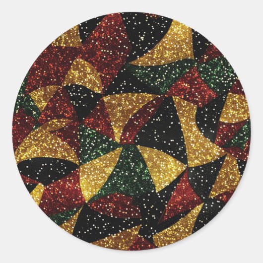 Rood Geel Groen Golven van Feestelijke Glitter Ronde Sticker (Voorkant)