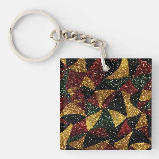 Rood Geel Groen Golven van Feestelijke Glitter Sleutelhanger (voorkant)