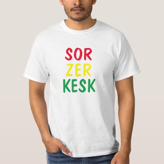 rood, geel, groen in het Koerdisch - sorzer zer Ke T-shirt (Voorkant)