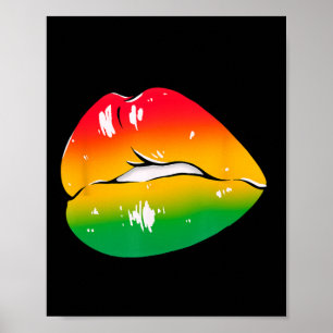 Rood Geel Groen Lippen Afrika Mode Lip Kunst Ontwe Poster