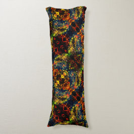 Rood Geel Groen op Donker, Gebloemde versnipperd p Lichaamskussen