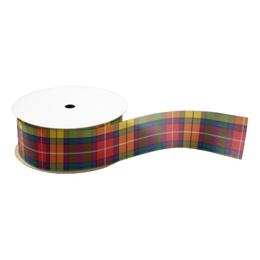 Rood Geel Groen Plaid Clan Buchanan Tartan Grosgrain Lint (Spoel)